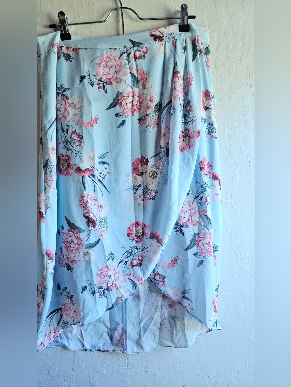 Ever New Light Blue Floral Wrap Midi Skirt